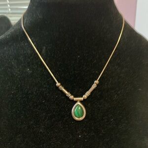 Sterling Silver Malachite Liquid Silver Necklace